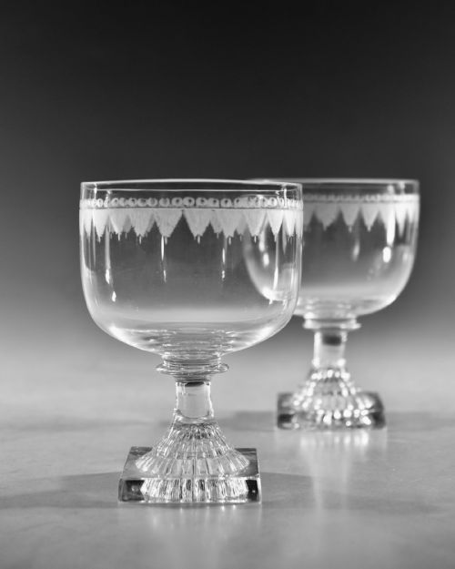 ANTIQUE GLASS PAIR OF RUMMERS ENGLISH C1810 - ADDITIONAL PHOTO 2