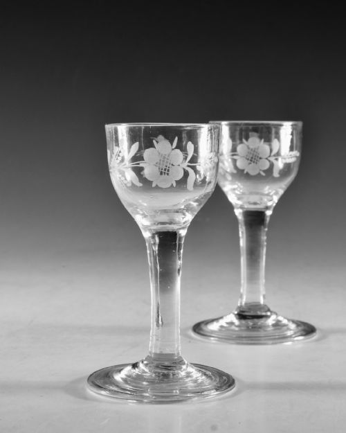 ANTIQUE GLASS WINE GLASSES PLAIN STEMS ENGLISH C1765 - ADDITIONAL PHOTO 2