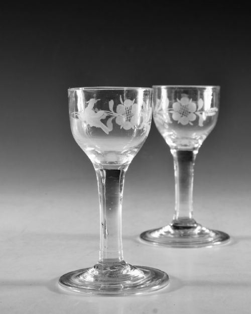 ANTIQUE GLASS WINE GLASSES PLAIN STEMS ENGLISH C1765 - ADDITIONAL PHOTO 3