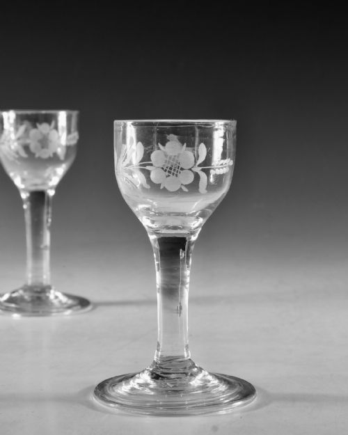 ANTIQUE GLASS WINE GLASSES PLAIN STEMS ENGLISH C1765 - ADDITIONAL PHOTO 4