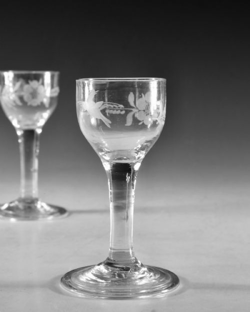 ANTIQUE GLASS WINE GLASSES PLAIN STEMS ENGLISH C1765 - ADDITIONAL PHOTO 5