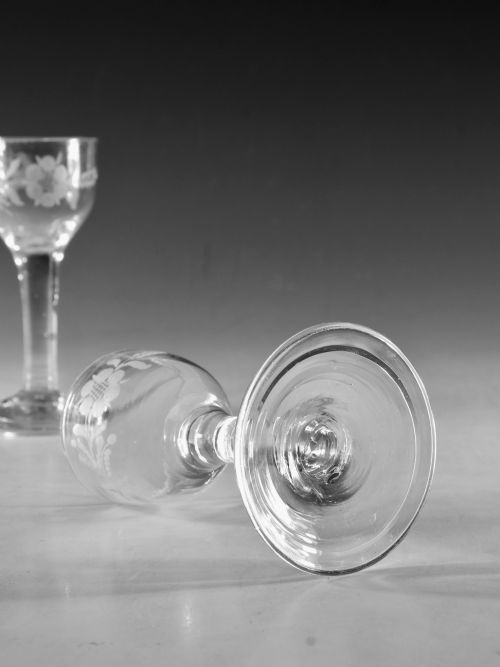 ANTIQUE GLASS WINE GLASSES PLAIN STEMS ENGLISH C1765 - ADDITIONAL PHOTO 6