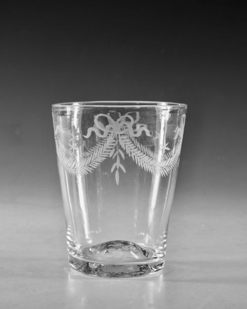 ANTIQUE GLASS TUMBLER ENGRAVED ENGLISH C1780 - ADDITIONAL PHOTO 1