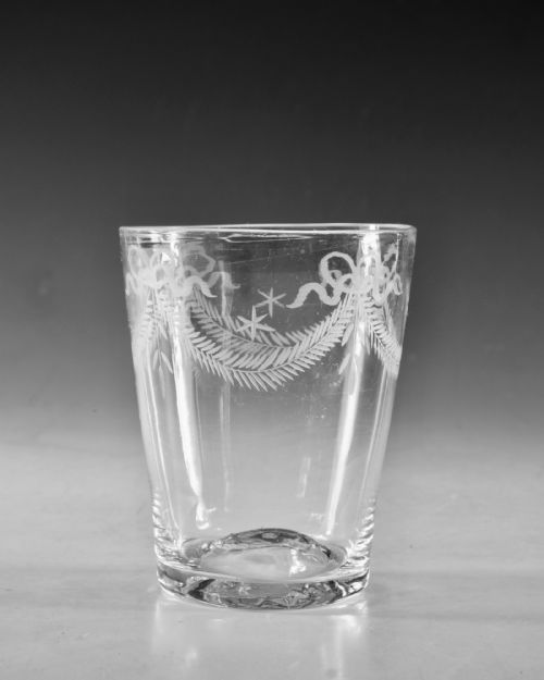 ANTIQUE GLASS TUMBLER ENGRAVED ENGLISH C1780 - ADDITIONAL PHOTO 2