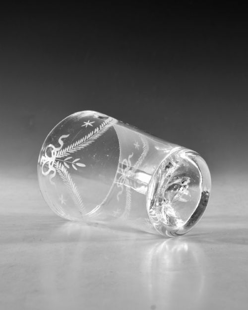 ANTIQUE GLASS TUMBLER ENGRAVED ENGLISH C1780 - ADDITIONAL PHOTO 3