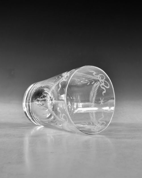 ANTIQUE GLASS TUMBLER ENGRAVED ENGLISH C1780 - ADDITIONAL PHOTO 4