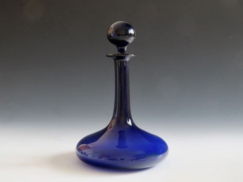 antique glass blue mel decanter c1850 - CATEGORY: ANTIQUE GLASS - DATED 19TH CENTURY