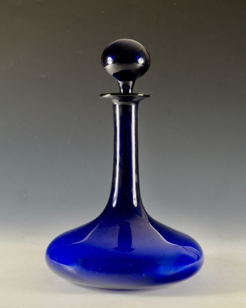 ANTIQUE GLASS BLUE MEL DECANTER C1850 - ADDITIONAL PHOTO 1