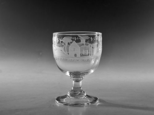 antique glass rummer hunting english c1810 - CATEGORY: ANTIQUE GLASS - DATED GEORGIAN