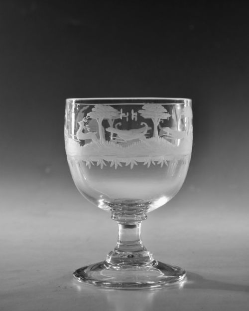 ANTIQUE GLASS RUMMER HUNTING ENGLISH C1810 - ADDITIONAL PHOTO 3