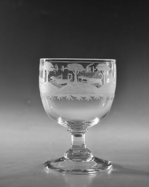ANTIQUE GLASS RUMMER HUNTING ENGLISH C1810 - ADDITIONAL PHOTO 4