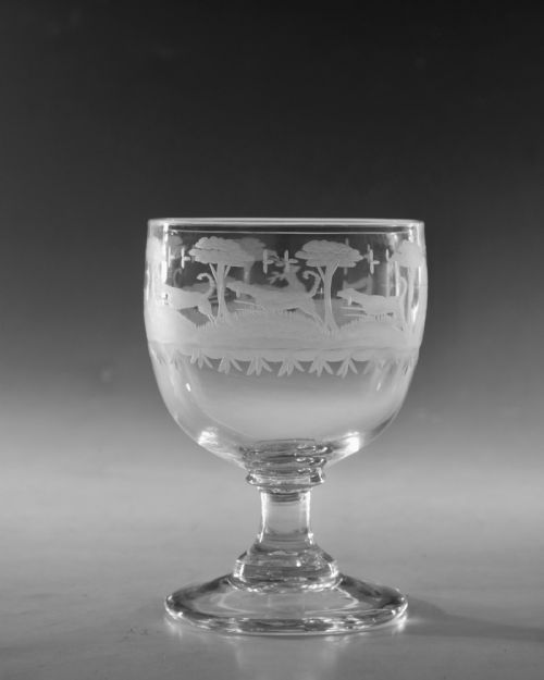 ANTIQUE GLASS RUMMER HUNTING ENGLISH C1810 - ADDITIONAL PHOTO 5