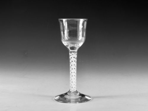 antique glass opaque twist wine glass english c1765 - CATEGORY: ANTIQUE GLASS - DATED 18TH CENTURY