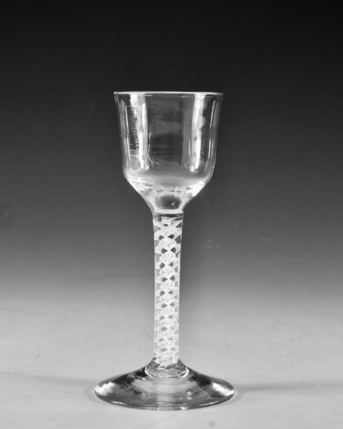 ANTIQUE GLASS OPAQUE TWIST WINE GLASS ENGLISH C1765 - ADDITIONAL PHOTO 1