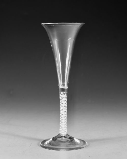 ANTIQUE GLASS OPAQUE TWIST WINE FLUTE ENGLISH C1765 - ADDITIONAL PHOTO 1
