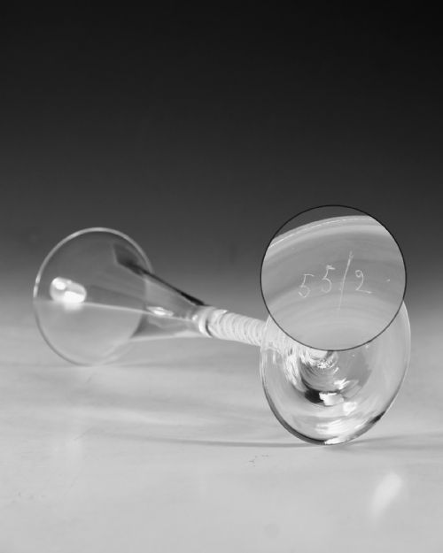 ANTIQUE GLASS OPAQUE TWIST WINE FLUTE ENGLISH C1765 - ADDITIONAL PHOTO 2