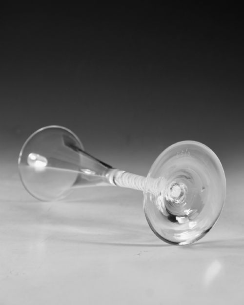 ANTIQUE GLASS OPAQUE TWIST WINE FLUTE ENGLISH C1765 - ADDITIONAL PHOTO 3