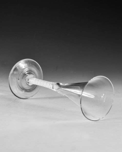 ANTIQUE GLASS OPAQUE TWIST WINE FLUTE ENGLISH C1765 - ADDITIONAL PHOTO 4