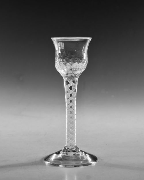 ANTIQUE GLASS OPAQUE TWIST WINE GLASS ENGLISH C1765 - ADDITIONAL PHOTO 2