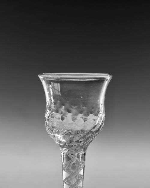 ANTIQUE GLASS OPAQUE TWIST WINE GLASS ENGLISH C1765 - ADDITIONAL PHOTO 3