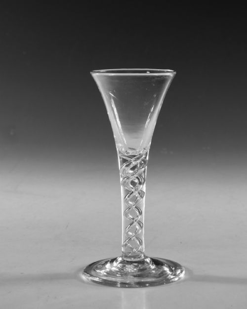 ANTIQUE GLASS WINE GLASS OPAQUE TWIST ENGLISH C1765 - ADDITIONAL PHOTO 1