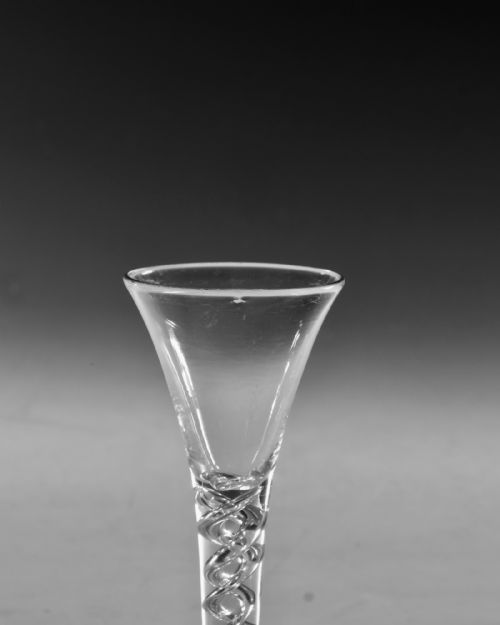ANTIQUE GLASS WINE GLASS OPAQUE TWIST ENGLISH C1765 - ADDITIONAL PHOTO 6