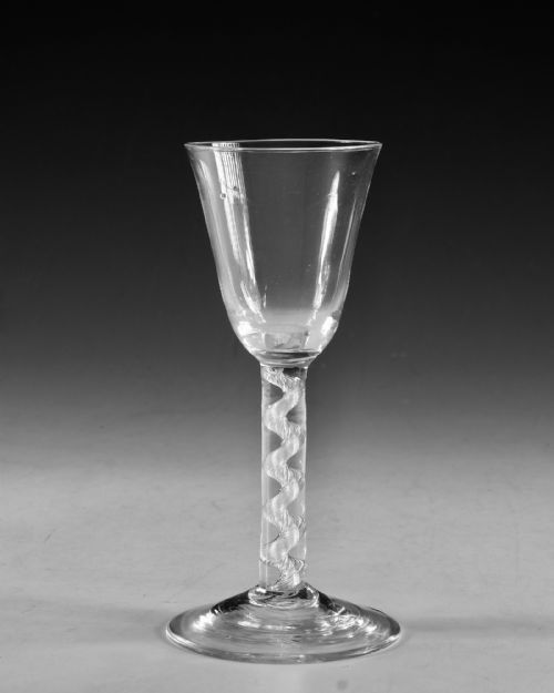 ANTIQUE GLASS AIR TWIST WINE GLASS ENGLISH C1755 - ADDITIONAL PHOTO 1