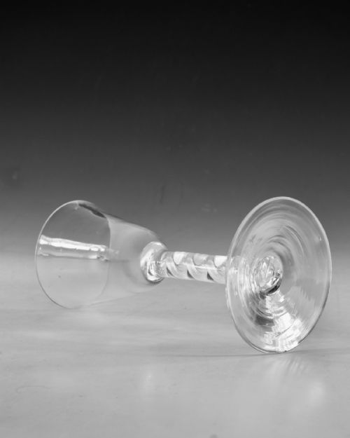 ANTIQUE GLASS AIR TWIST WINE GLASS ENGLISH C1755 - ADDITIONAL PHOTO 2