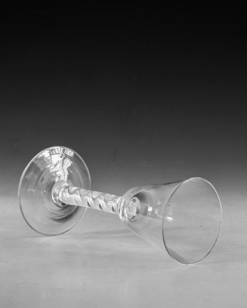 ANTIQUE GLASS AIR TWIST WINE GLASS ENGLISH C1755 - ADDITIONAL PHOTO 3
