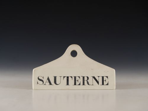 bin label sauterne english mid 19th century - CATEGORY: ANTIQUE CERAMICS - DATED 19TH CENTURY
