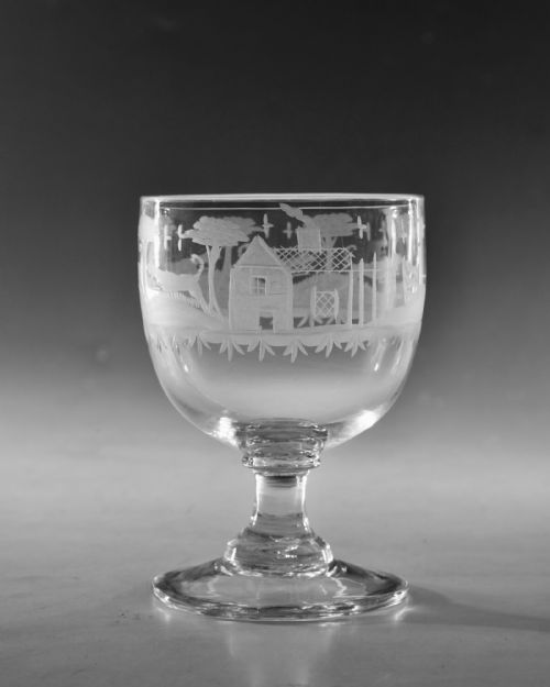 ANTIQUE GLASS RUMMER HUNTING ENGLISH C1810 - ADDITIONAL PHOTO 1