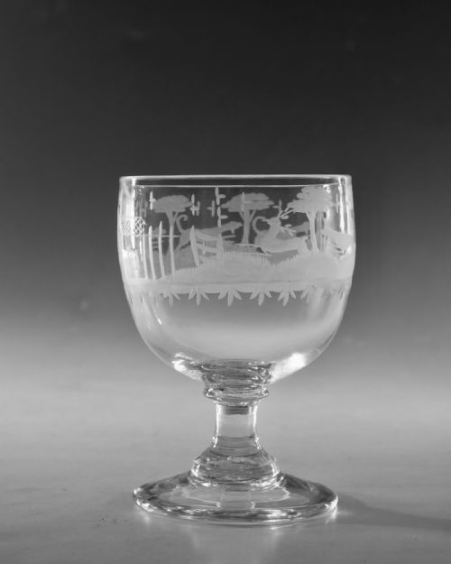 ANTIQUE GLASS RUMMER HUNTING ENGLISH C1810 - ADDITIONAL PHOTO 2