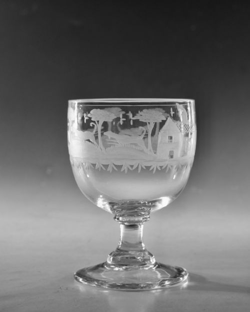 ANTIQUE GLASS RUMMER HUNTING ENGLISH C1810 - ADDITIONAL PHOTO 6