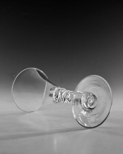 ANTIQUE GLASS FACET STEM WINE GLASS ENGLISH C1770 - ADDITIONAL PHOTO 2