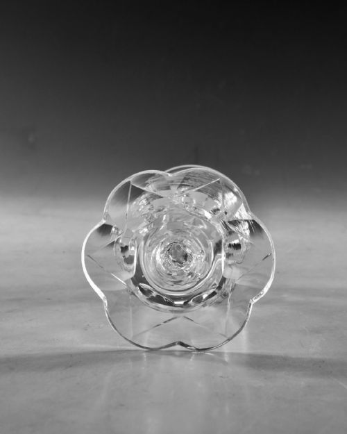 ANTIQUE GLASS FACET STEM WINE GLASS ENGLISH C1780 - ADDITIONAL PHOTO 9