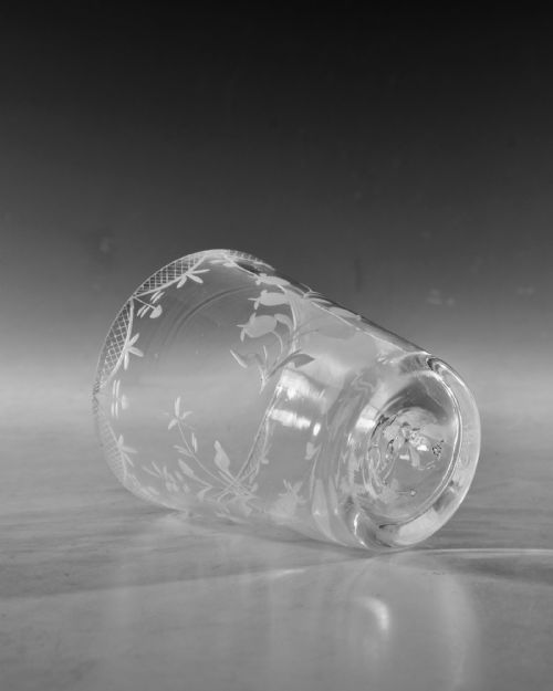 ANTIQUE GLASS TUMBLER ENGRAVED ENGLISH C1780 - ADDITIONAL PHOTO 4