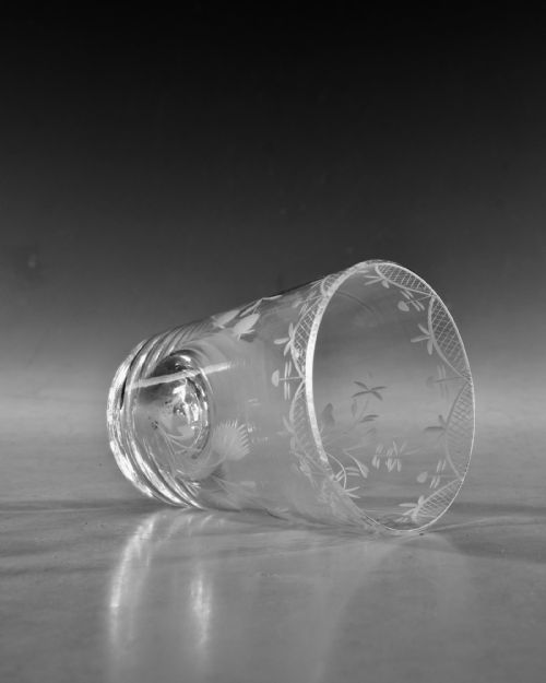 ANTIQUE GLASS TUMBLER ENGRAVED ENGLISH C1780 - ADDITIONAL PHOTO 5
