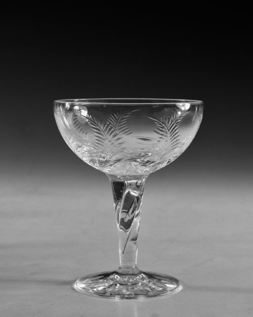 ANTIQUE GLASS CHAMPAGNE GLASSES SET OF SIX STUART 193050 - ADDITIONAL PHOTO 5