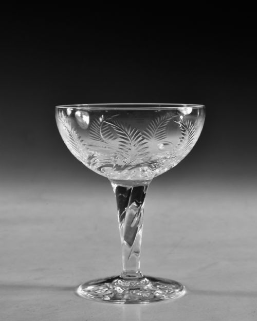 ANTIQUE GLASS CHAMPAGNE GLASSES SET OF SIX STUART 193050 - ADDITIONAL PHOTO 6