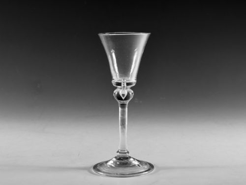 antique glass balustroid wine glass english c1740 - CATEGORY: ANTIQUE GLASS - DATED 18TH CENTURY