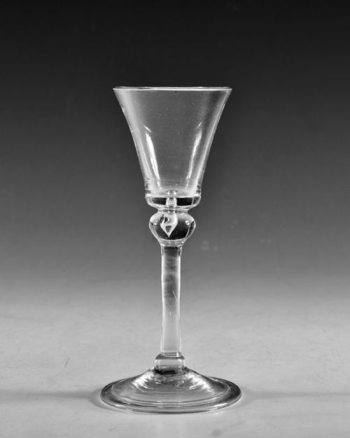 ANTIQUE GLASS BALUSTROID WINE GLASS ENGLISH C1740 - ADDITIONAL PHOTO 1