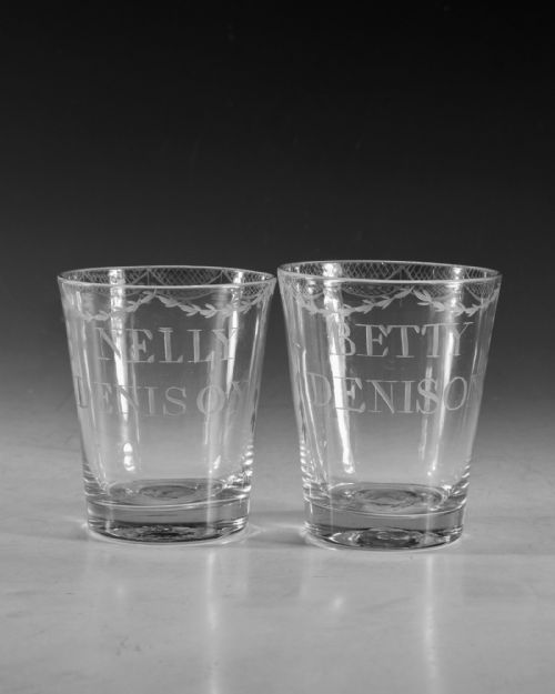 ANTIQUE GLASS PAIR OF TUMBLERS C1790 - ADDITIONAL PHOTO 1