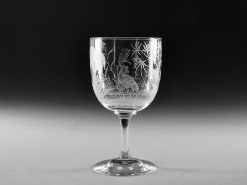 antique glass engraved goblet joseph keller c1880 - CATEGORY: ANTIQUE GLASS - DATED 19TH CENTURY