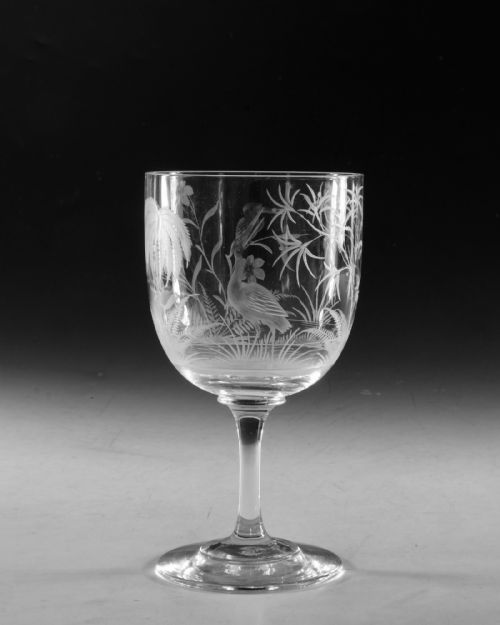 ANTIQUE GLASS ENGRAVED GOBLET JOSEPH KELLER C1880 - ADDITIONAL PHOTO 1