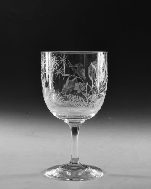 ANTIQUE GLASS ENGRAVED GOBLET JOSEPH KELLER C1880 - ADDITIONAL PHOTO 3