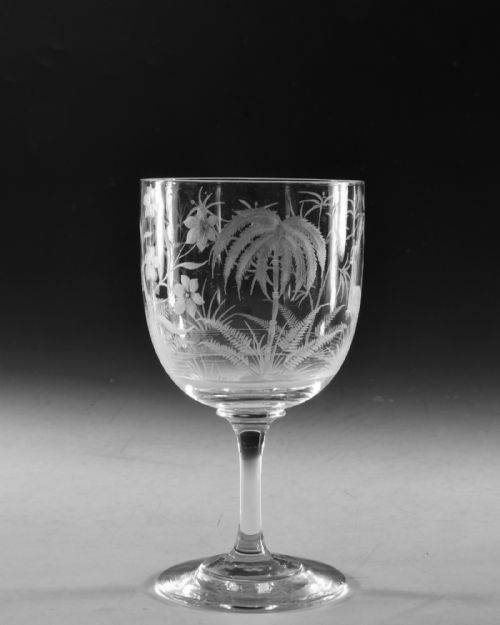 ANTIQUE GLASS ENGRAVED GOBLET JOSEPH KELLER C1880 - ADDITIONAL PHOTO 4
