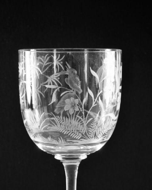 ANTIQUE GLASS ENGRAVED GOBLET JOSEPH KELLER C1880 - ADDITIONAL PHOTO 7