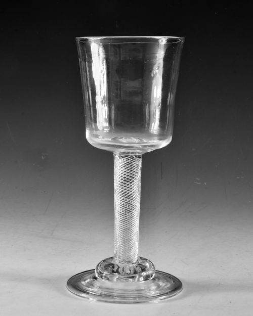 ANTIQUE GLASS GOBLET AIR TWIST ENGLISH C1755 - ADDITIONAL PHOTO 1