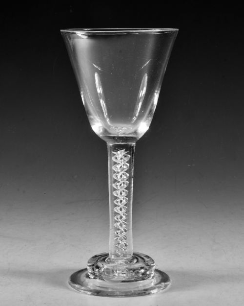 ANTIQUE GLASS WINE GOBLET MERCURY TWIST ENGLISH C1755 - ADDITIONAL PHOTO 1