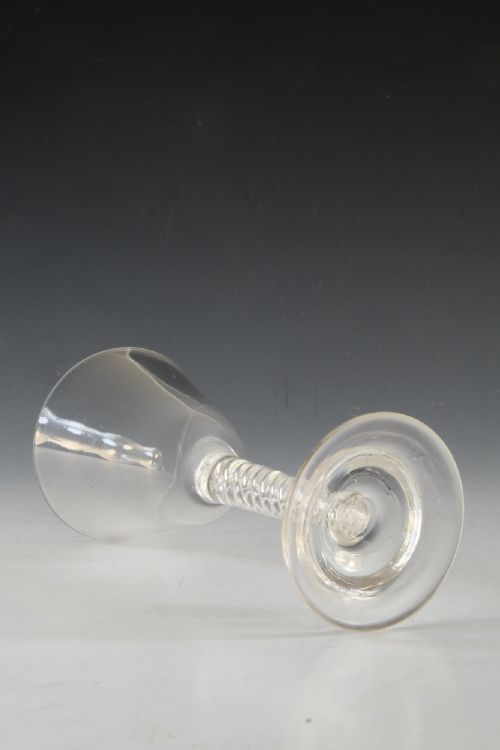 ANTIQUE GLASS WINE GOBLET MERCURY TWIST ENGLISH C1755 - ADDITIONAL PHOTO 2